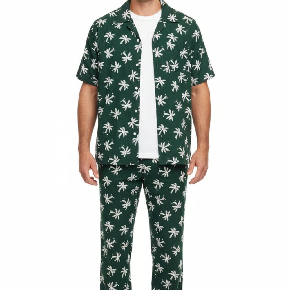 VTG NOS Fun Boxers 1970s Look 1950s Tropicals Mens Pajamas M Palm Tree Print NWT